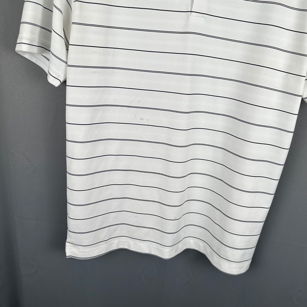 Nike Golf Dri-FIT Mens Polo Shirt White Black Striped Short Sleeve Size Medium - Picture 4 of 7